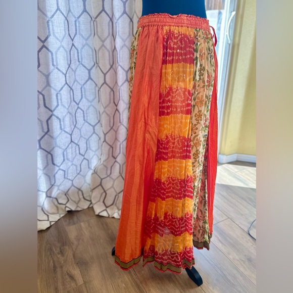 EUC Natural Boho Silk Blend Broomstick Peasant Maxi Skirt - Picture 5 of 12